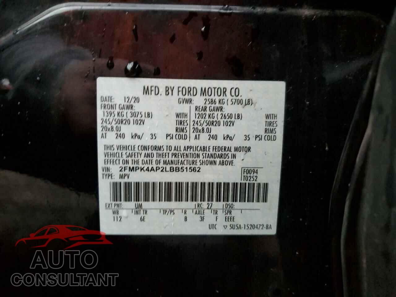 FORD EDGE 2020 - 2FMPK4AP2LBB51562