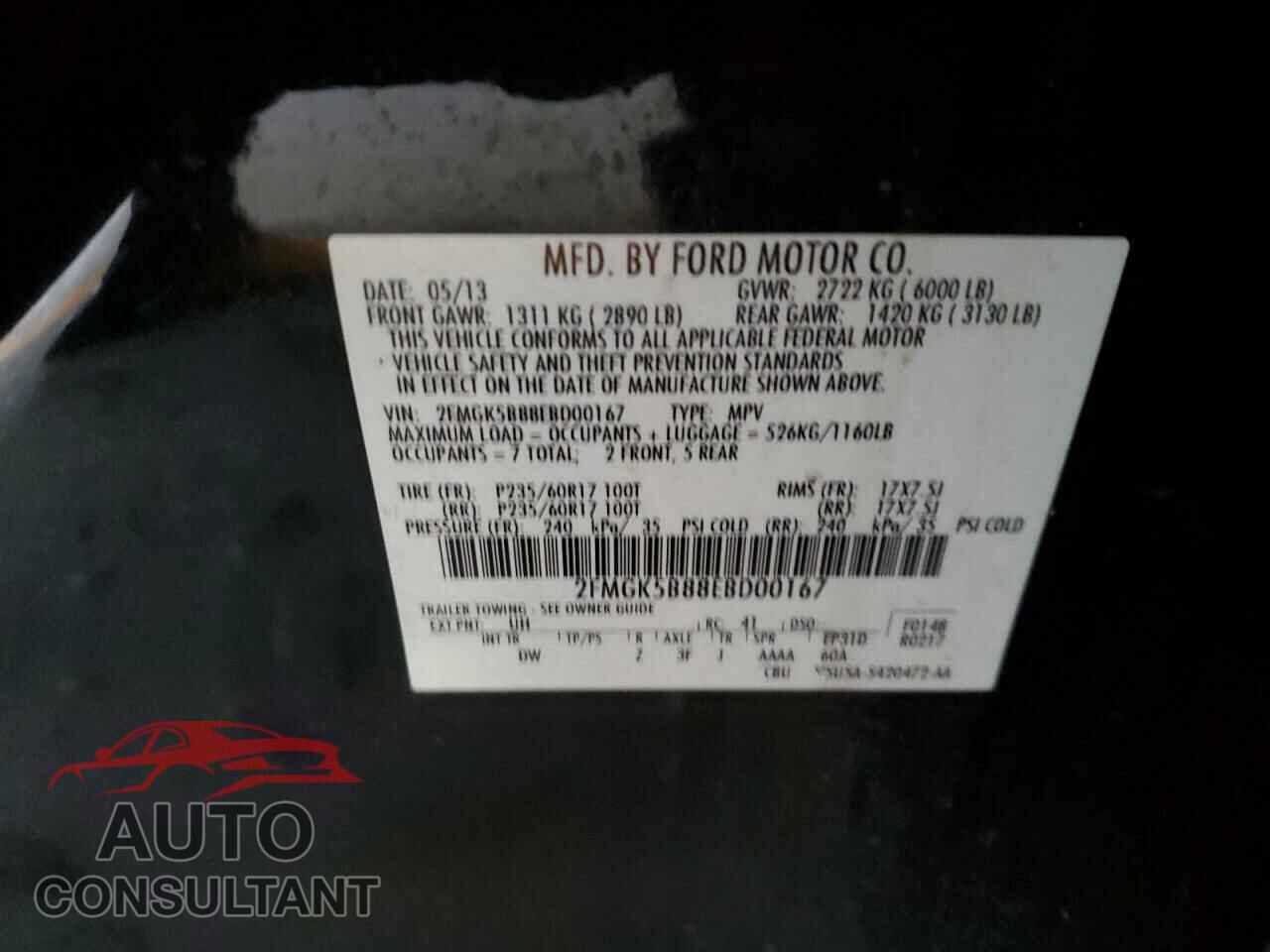 FORD FLEX 2014 - 2FMGK5B88EBD00167