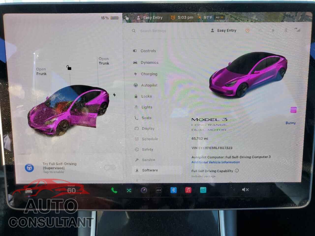 TESLA MODEL 3 2020 - 5YJ3E1EB8LF807323