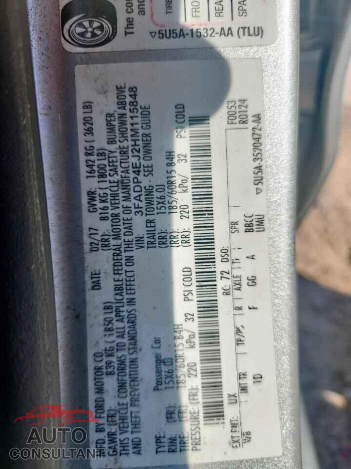 FORD FIESTA 2017 - 3FADP4EJ2HM115848