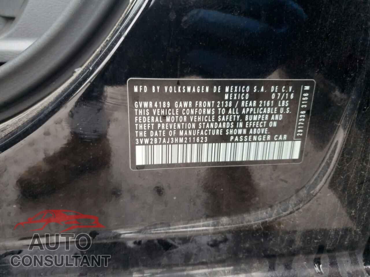 VOLKSWAGEN JETTA 2017 - 3VW2B7AJ3HM211623