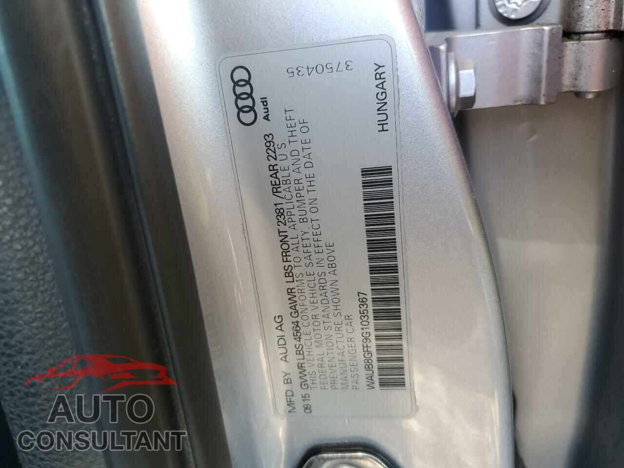 AUDI A3 2016 - WAUB8GFF9G1035367