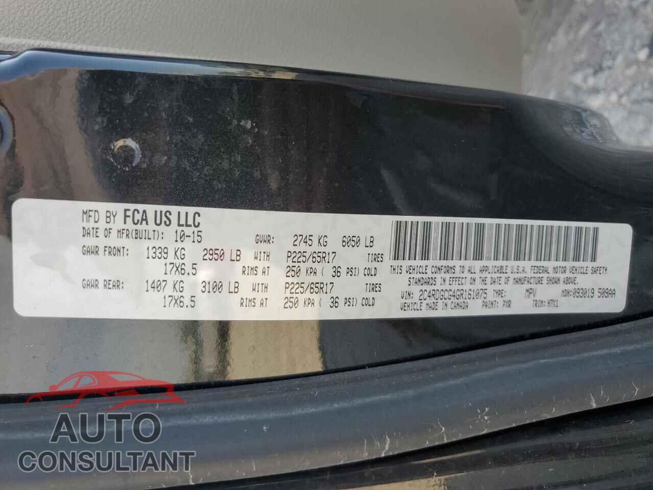 DODGE CARAVAN 2016 - 2C4RDGCG4GR161075