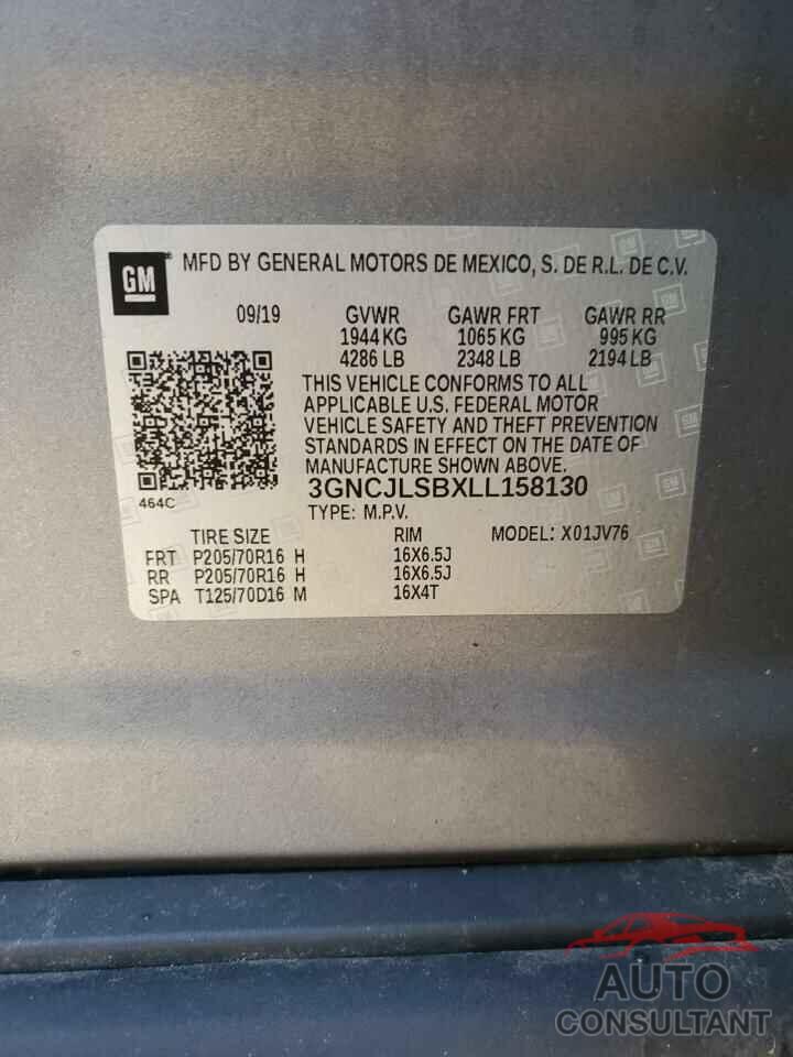 CHEVROLET TRAX 2020 - 3GNCJLSBXLL158130