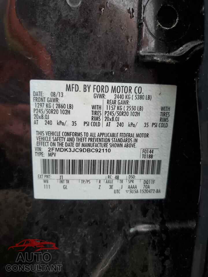 FORD EDGE 2013 - 2FMDK3JC9DBC92110