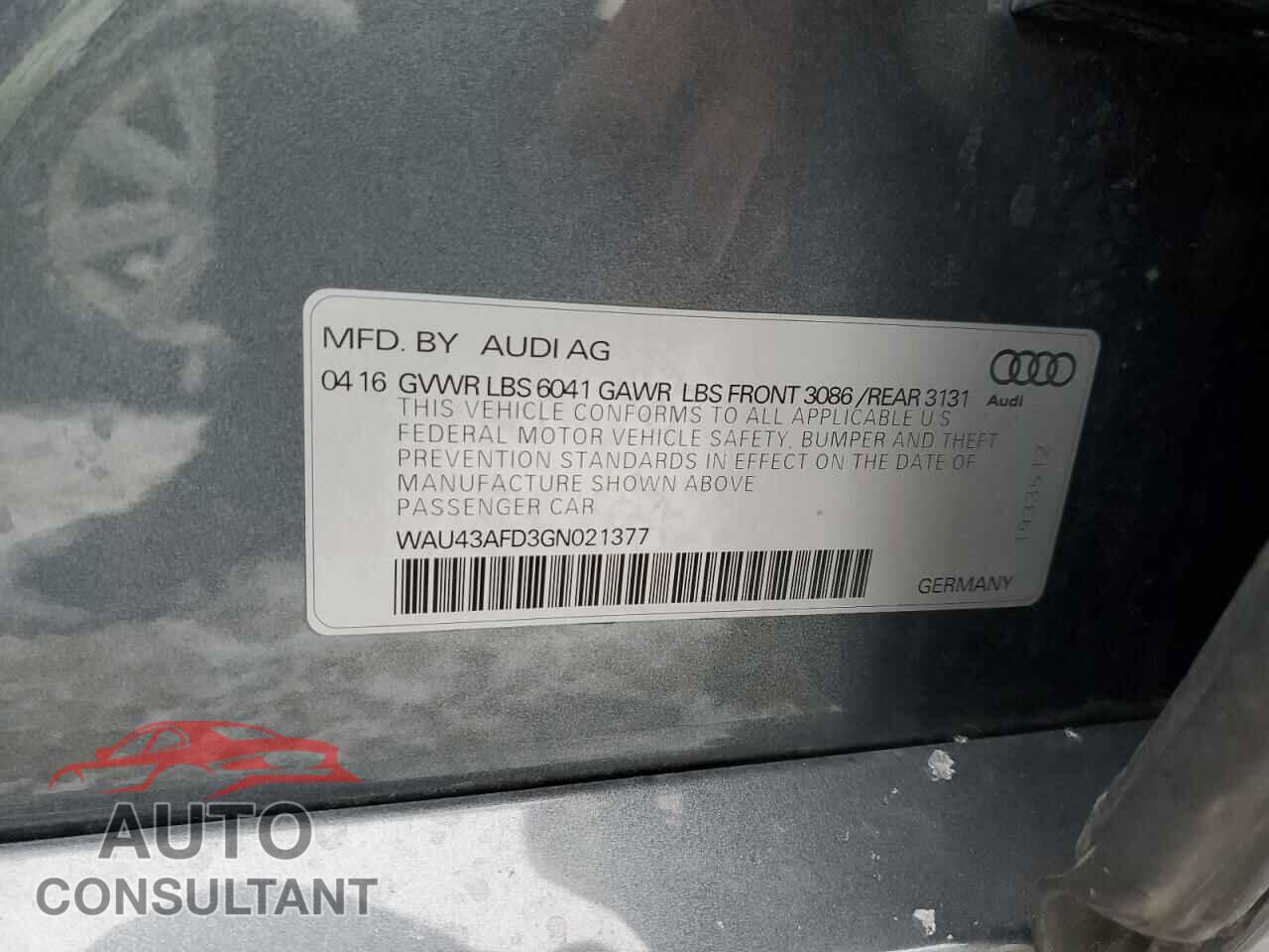 AUDI A8 2016 - WAU43AFD3GN021377