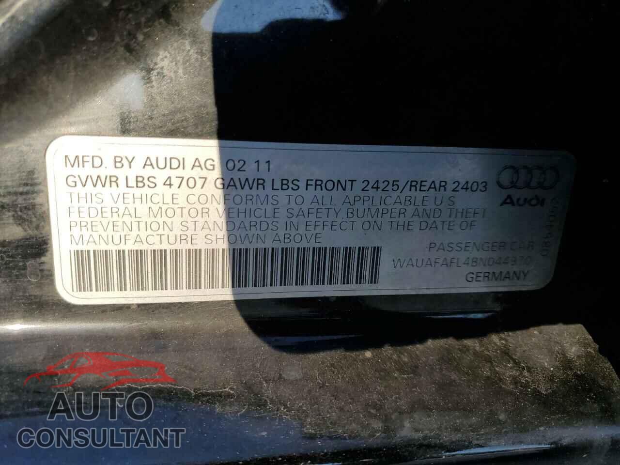 AUDI A4 2011 - WAUAFAFL4BN044970
