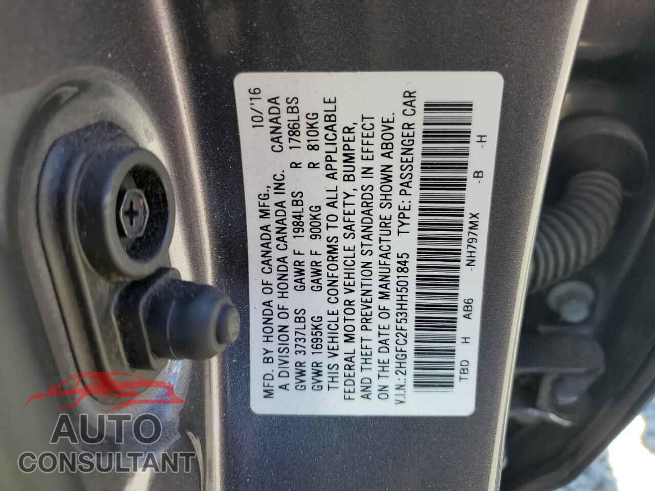 HONDA CIVIC 2017 - 2HGFC2F53HH501845