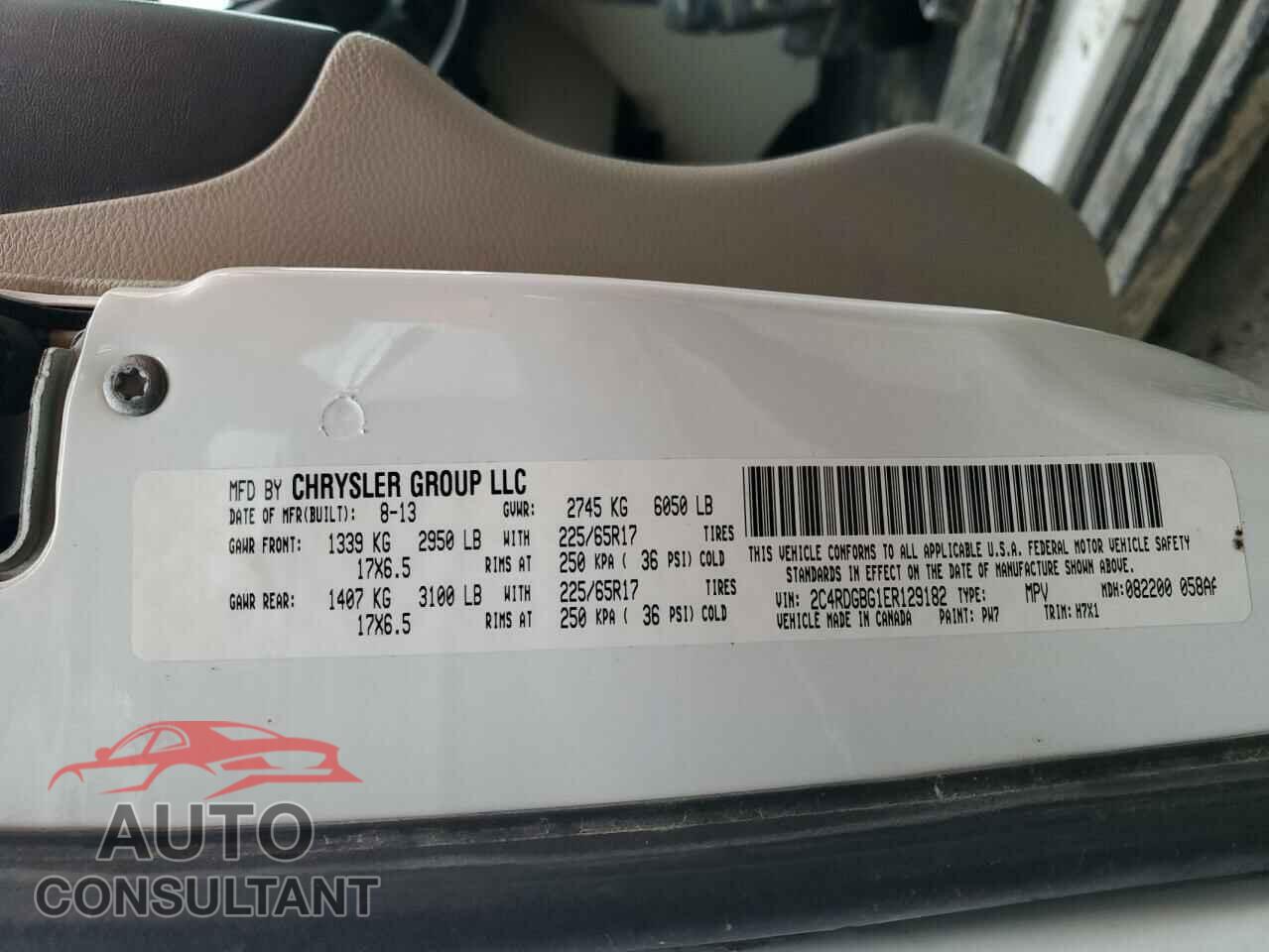 DODGE CARAVAN 2014 - 2C4RDGBG1ER129182
