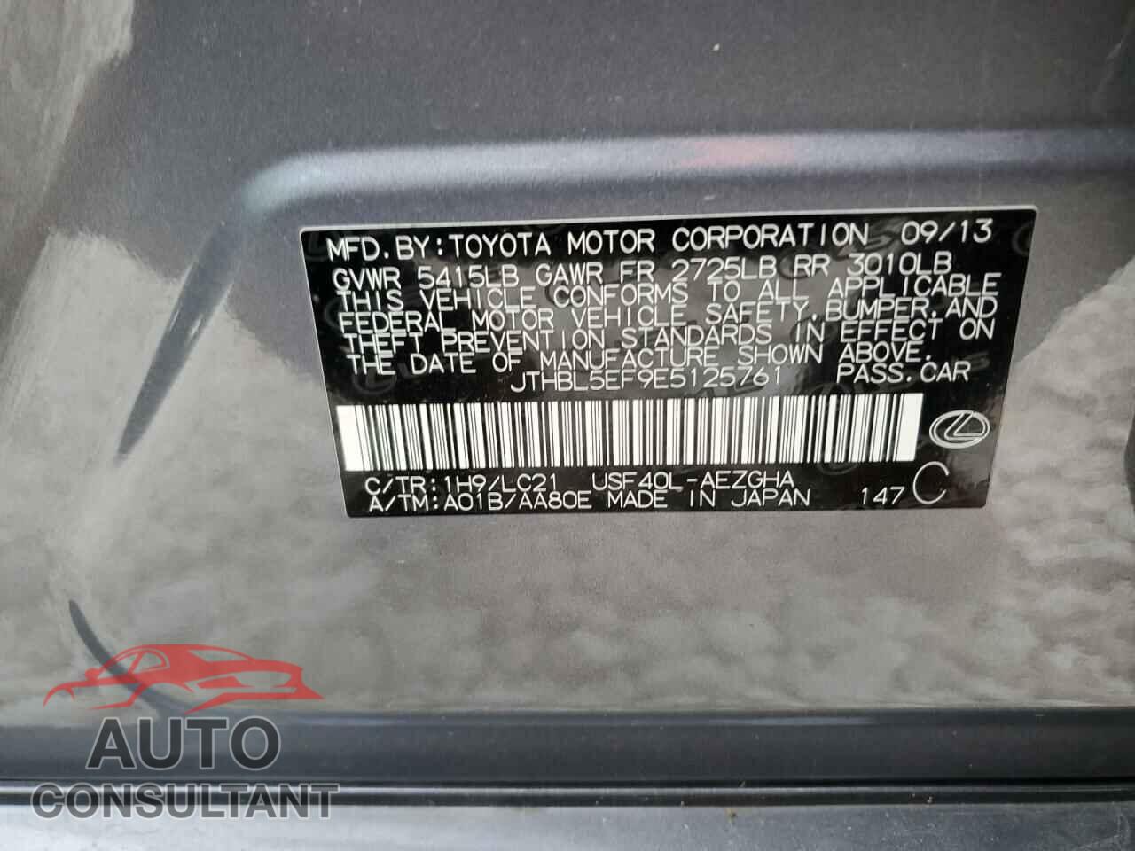 LEXUS LS460 2014 - JTHBL5EF9E5125761