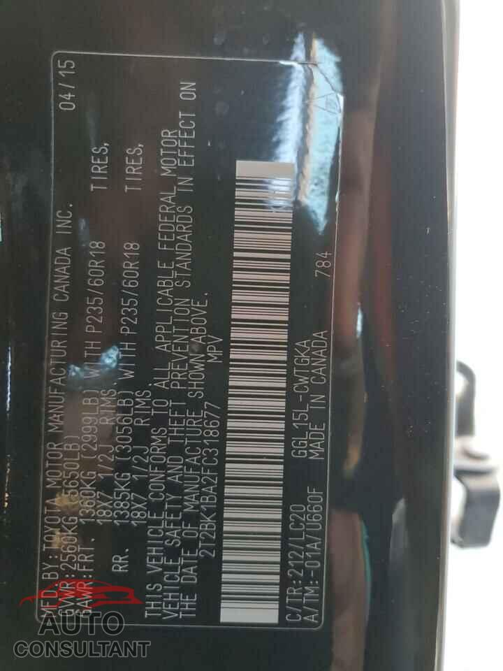 LEXUS RX350 2015 - 2T2BK1BA2FC318677