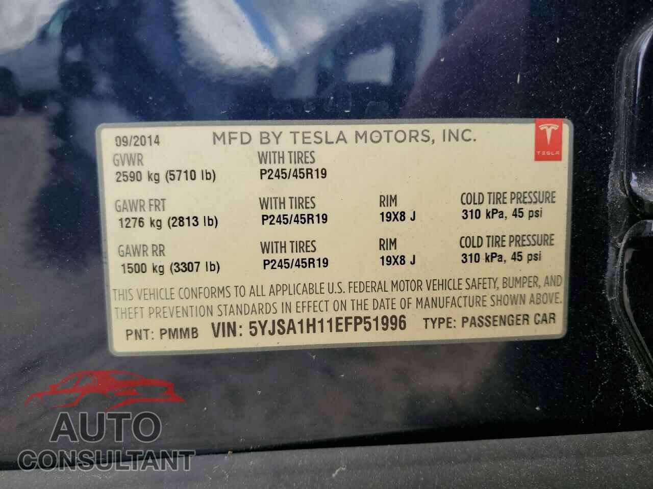 TESLA MODEL S 2014 - 5YJSA1H11EFP51996