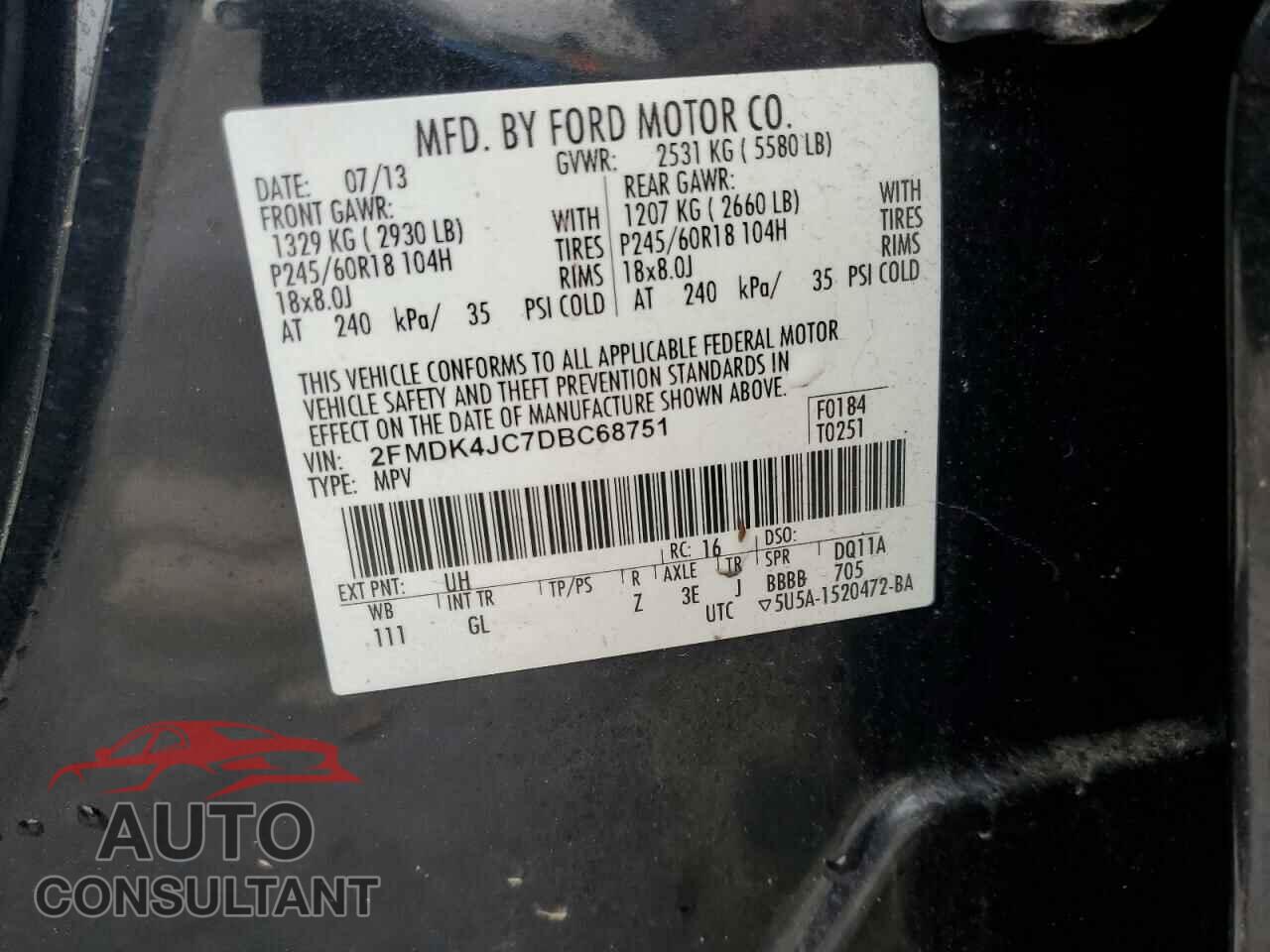 FORD EDGE 2013 - 2FMDK4JC7DBC68751
