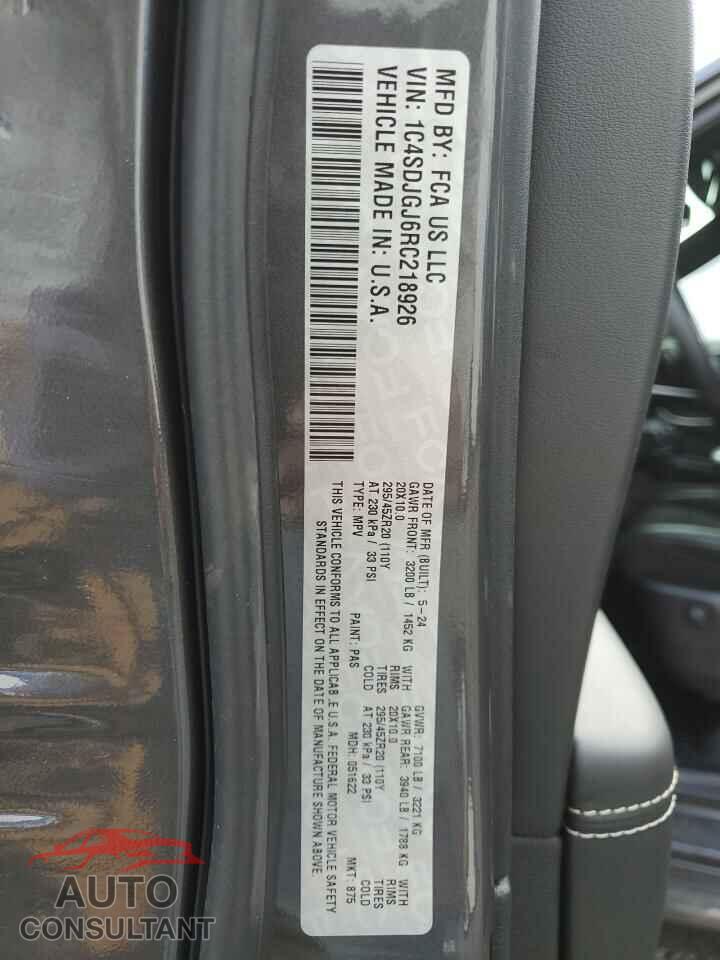 DODGE DURANGO 2024 - 1C4SDJGJ6RC218926