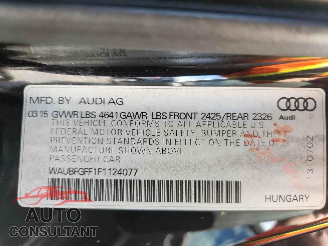 AUDI S3 2015 - WAUBFGFF1F1124077