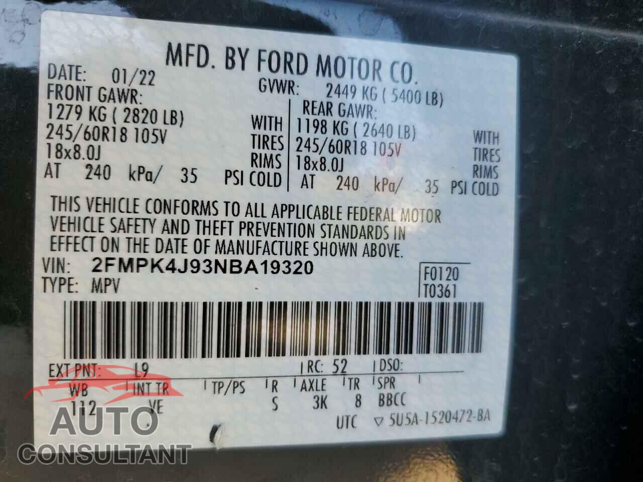 FORD EDGE 2022 - 2FMPK4J93NBA19320
