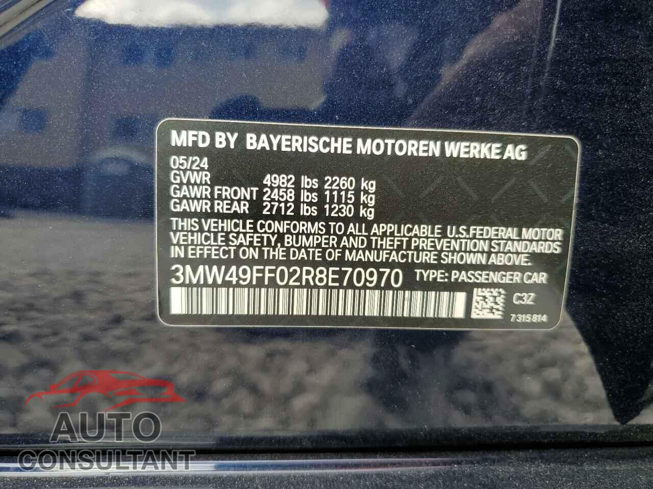 BMW M3 2024 - 3MW49FF02R8E70970