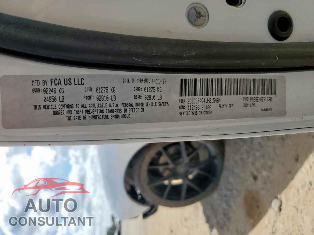 DODGE CHALLENGER 2018 - 2C3CDZAG4JH215464