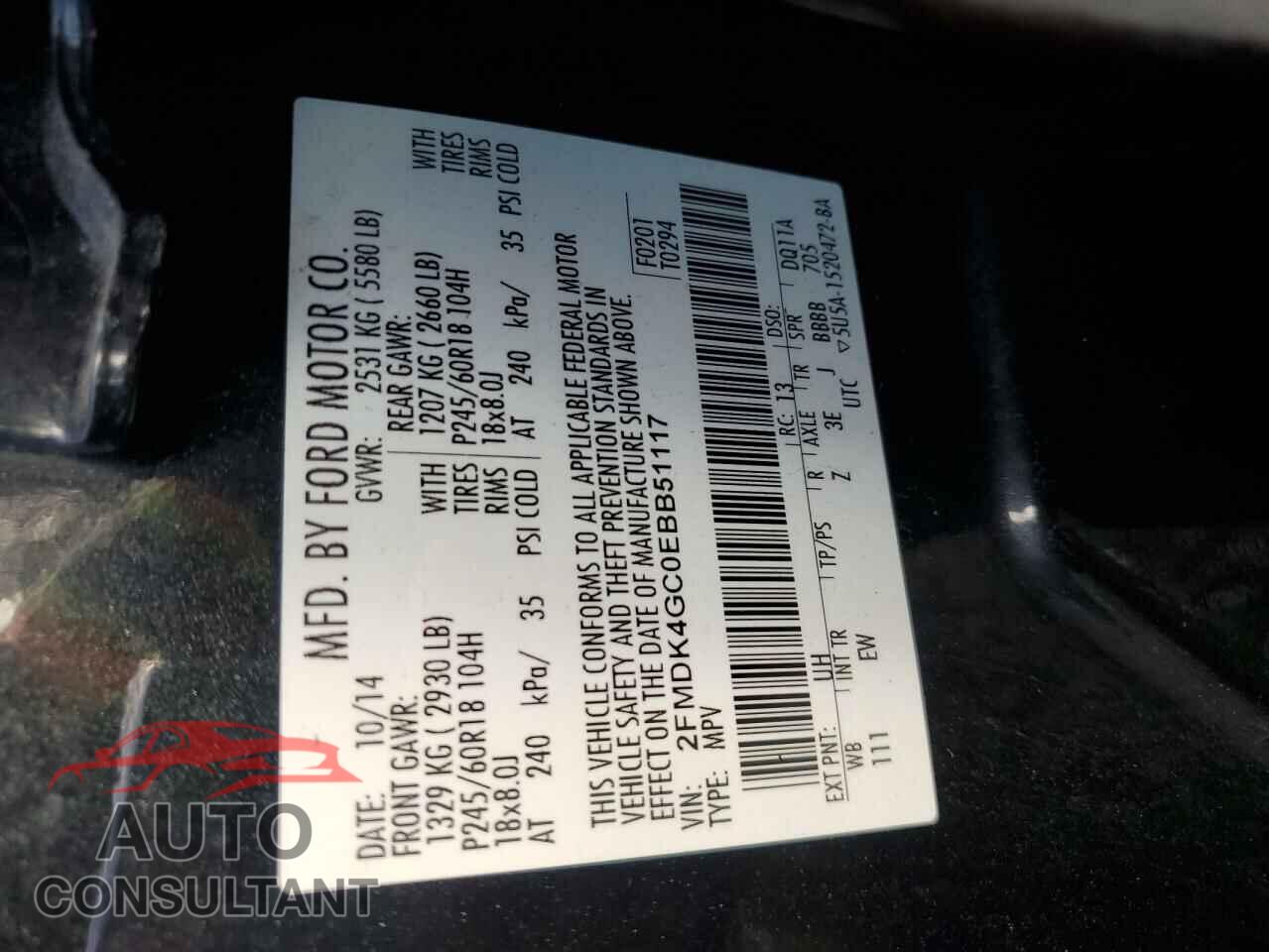 FORD EDGE 2014 - 2FMDK4GC0EBB51117