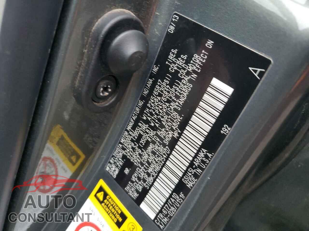 TOYOTA HIGHLANDER 2013 - 5TDBK3EH8DS254707