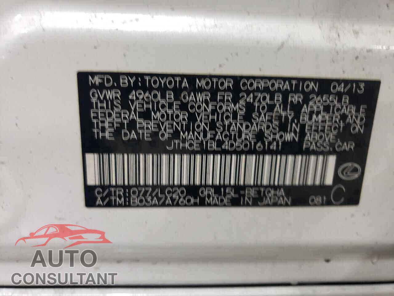 LEXUS GS350 2013 - JTHCE1BL4D5016141
