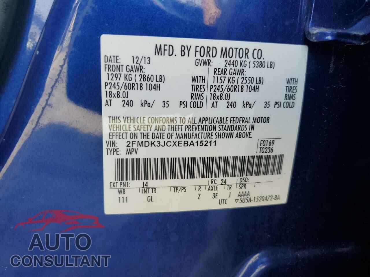 FORD EDGE 2014 - 2FMDK3JCXEBA15211