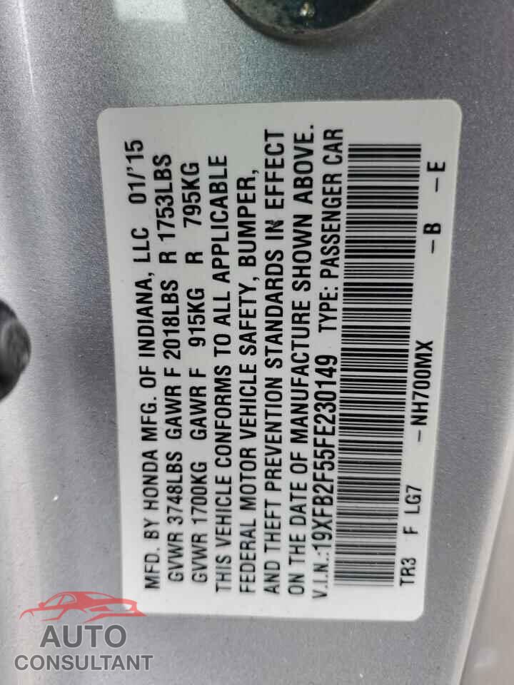 HONDA CIVIC 2015 - 19XFB2F55FE230149