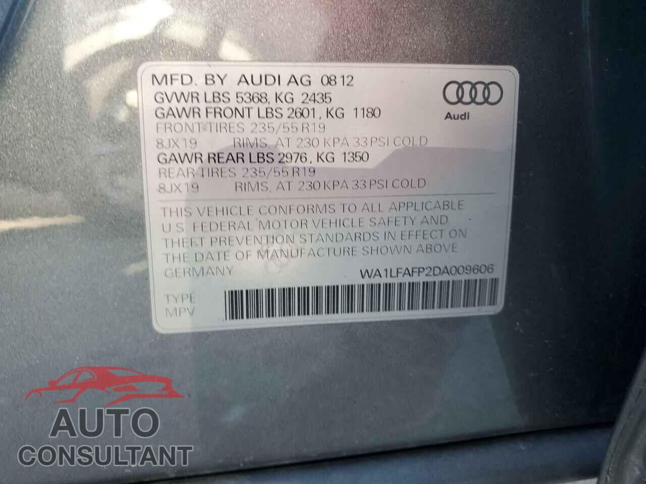AUDI Q5 2013 - WA1LFAFP2DA009606