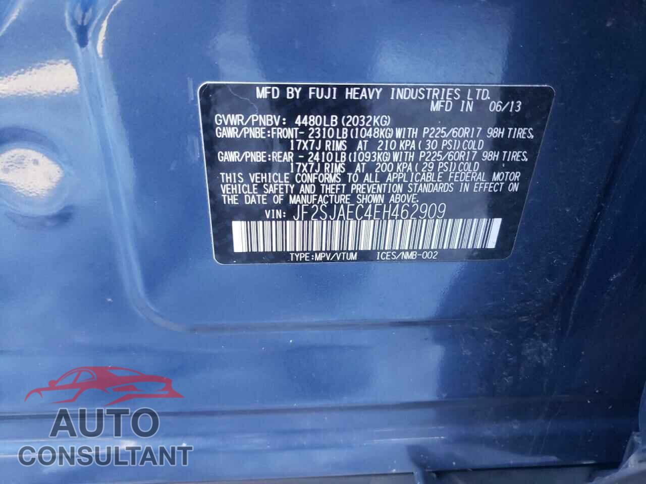 SUBARU FORESTER 2014 - JF2SJAEC4EH462909
