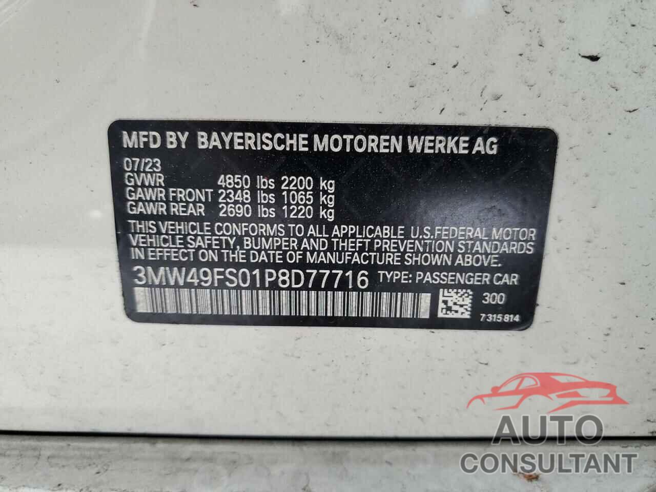 BMW M3 2023 - 3MW49FS01P8D77716