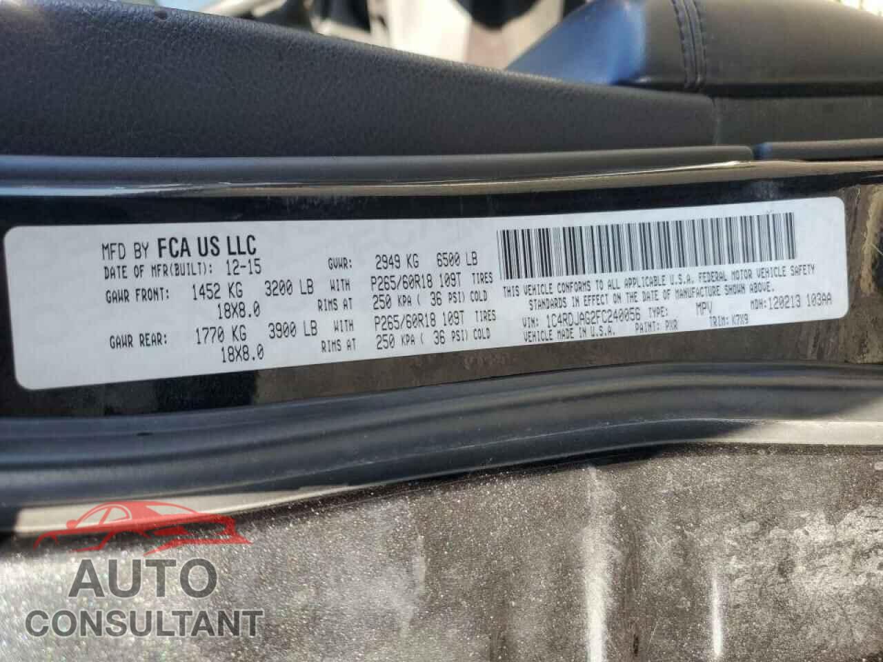DODGE DURANGO 2015 - 1C4RDJAG2FC240056