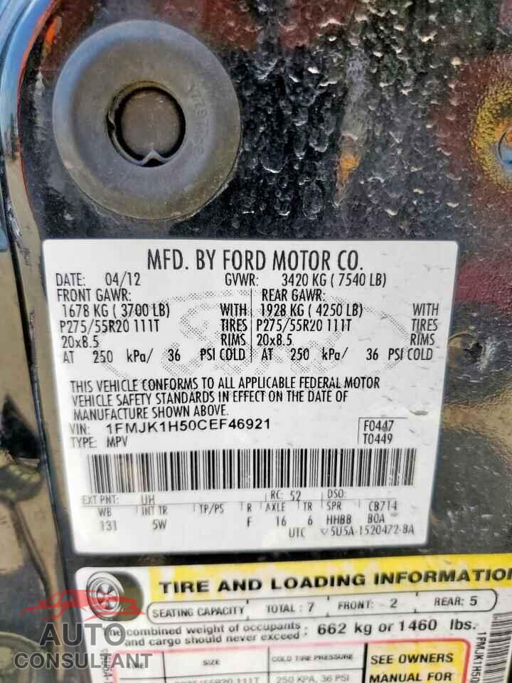 FORD EXPEDITION 2012 - 1FMJK1H50CEF46921