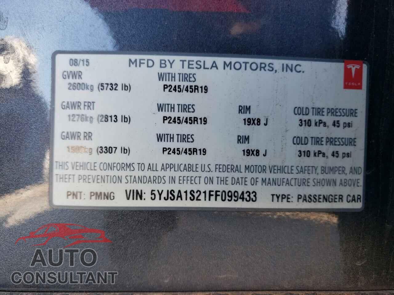 TESLA MODEL S 2015 - 5YJSA1S21FF099433