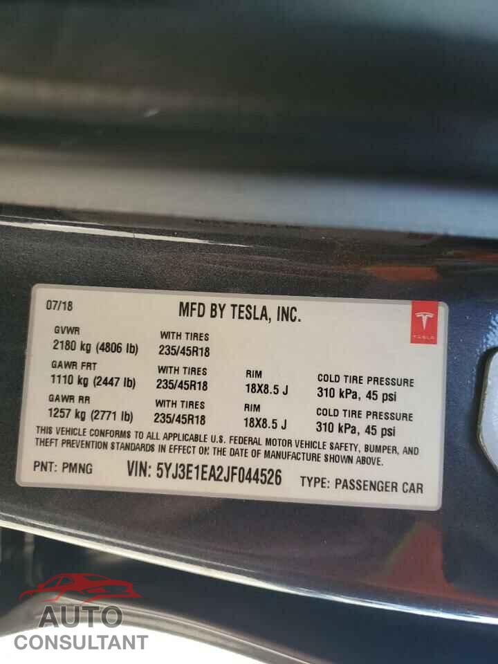 TESLA MODEL 3 2018 - 5YJ3E1EA2JF044526
