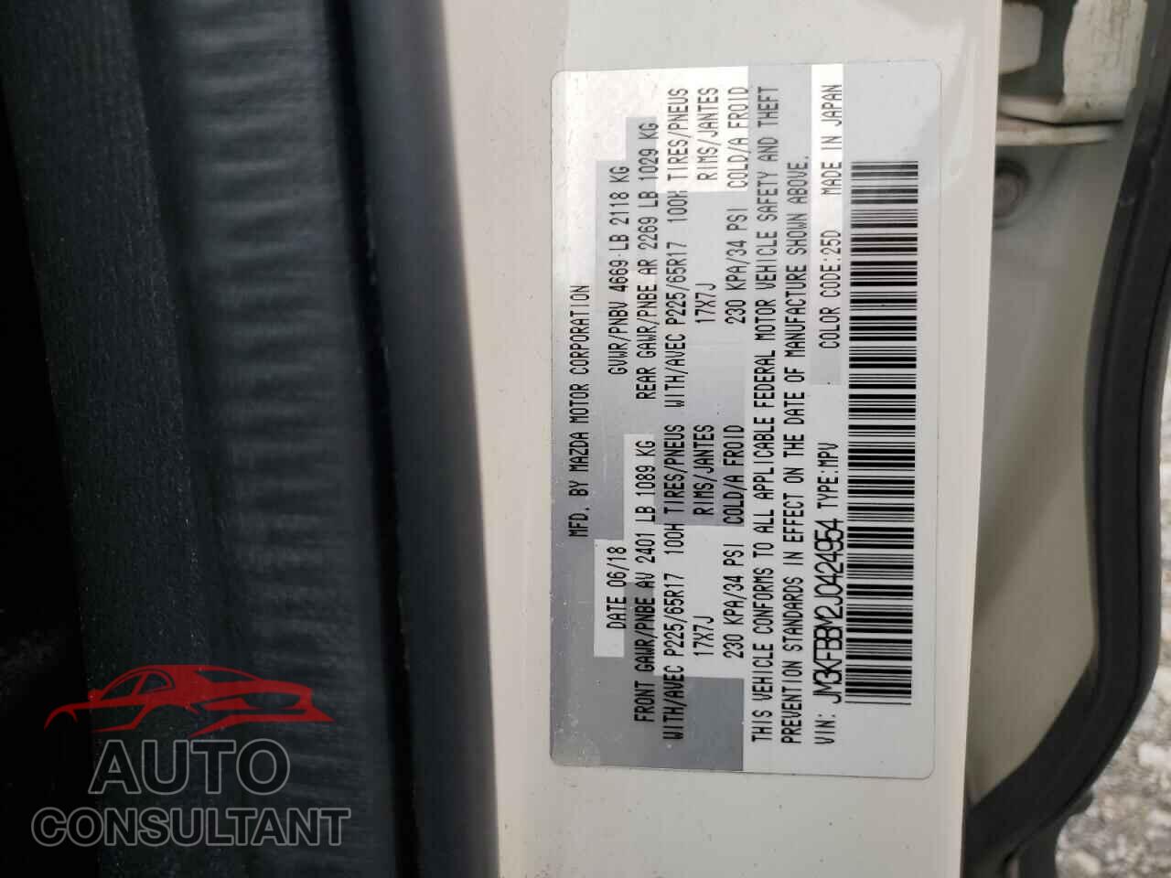 MAZDA CX-5 2018 - JM3KFBBM2J0424954