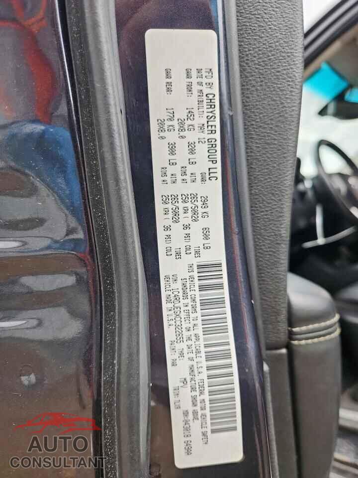 DODGE DURANGO 2012 - 1C4RDJEGXCC322655