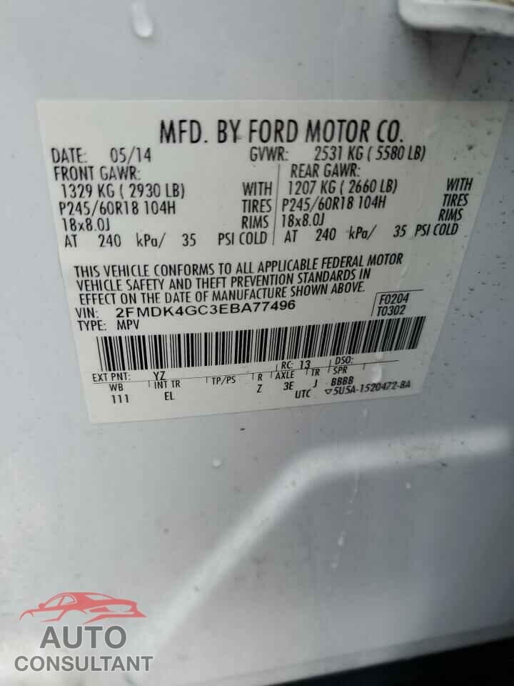 FORD EDGE 2014 - 2FMDK4GC3EBA77496
