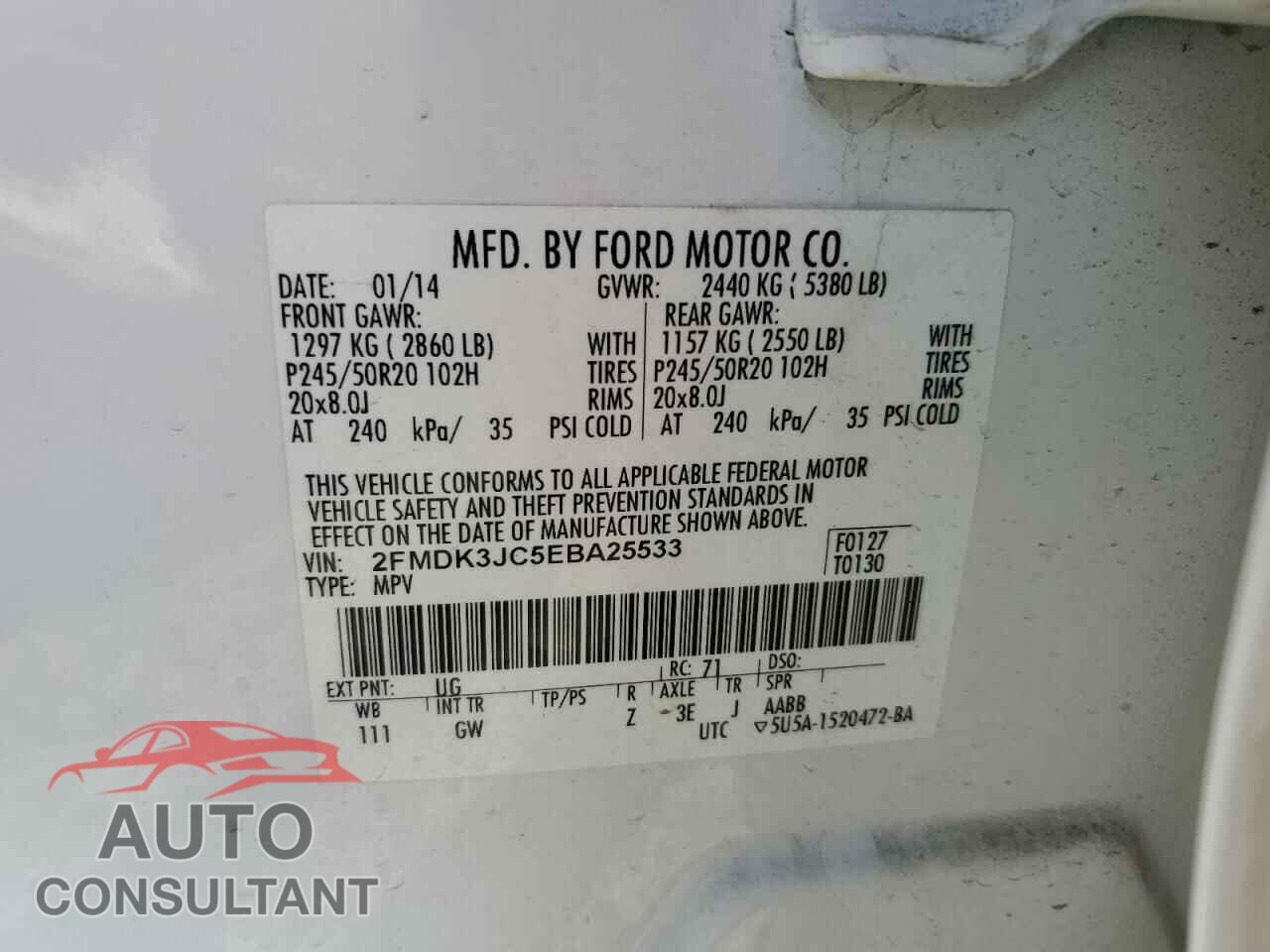 FORD EDGE 2014 - 2FMDK3JC5EBA25533
