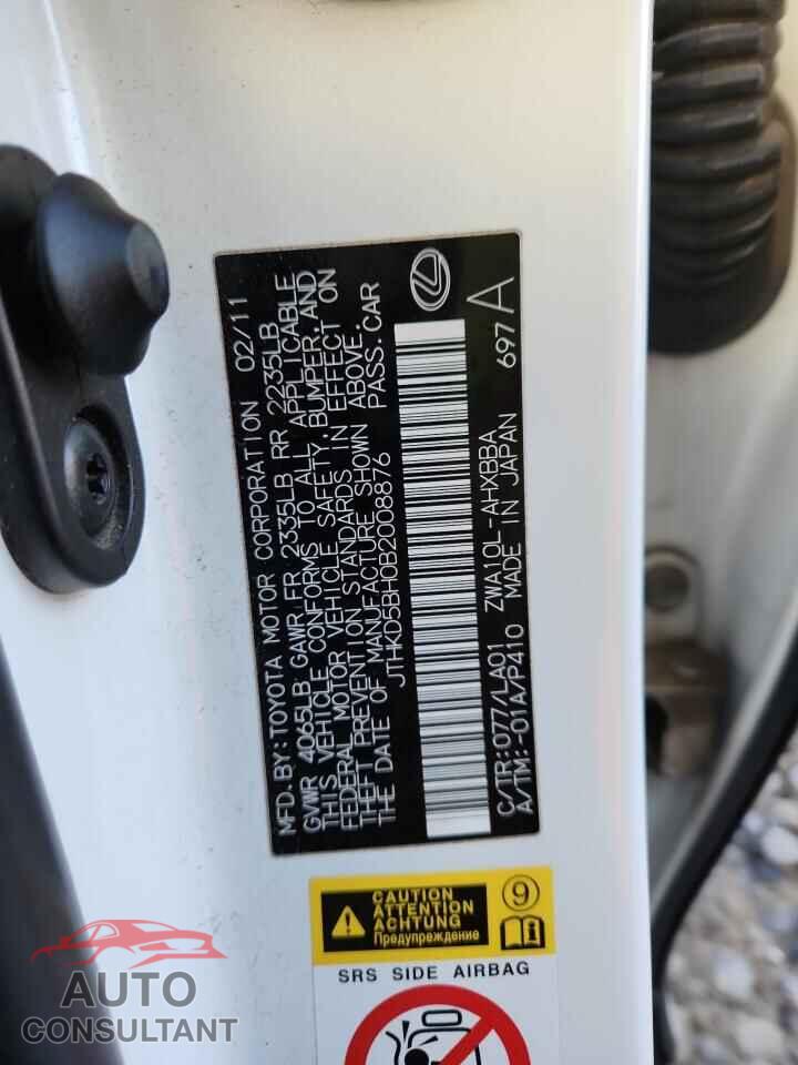 LEXUS CT 200 2011 - JTHKD5BH0B2008876