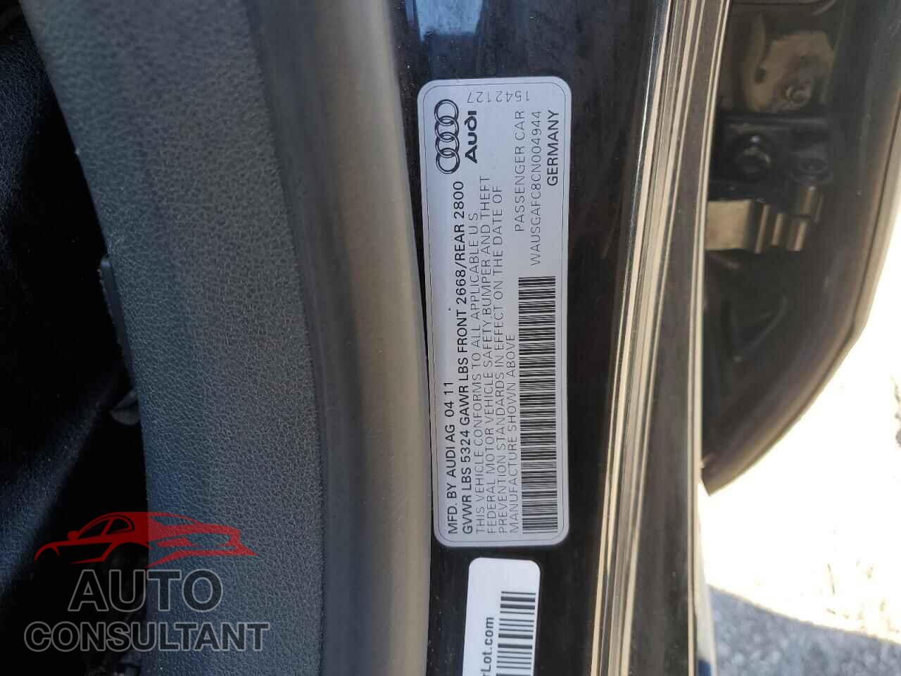 AUDI A7 2012 - WAUSGAFC8CN004944
