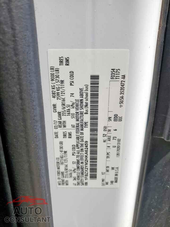 FORD TRANSIT 2017 - 1FBZX2YM2HKA62459