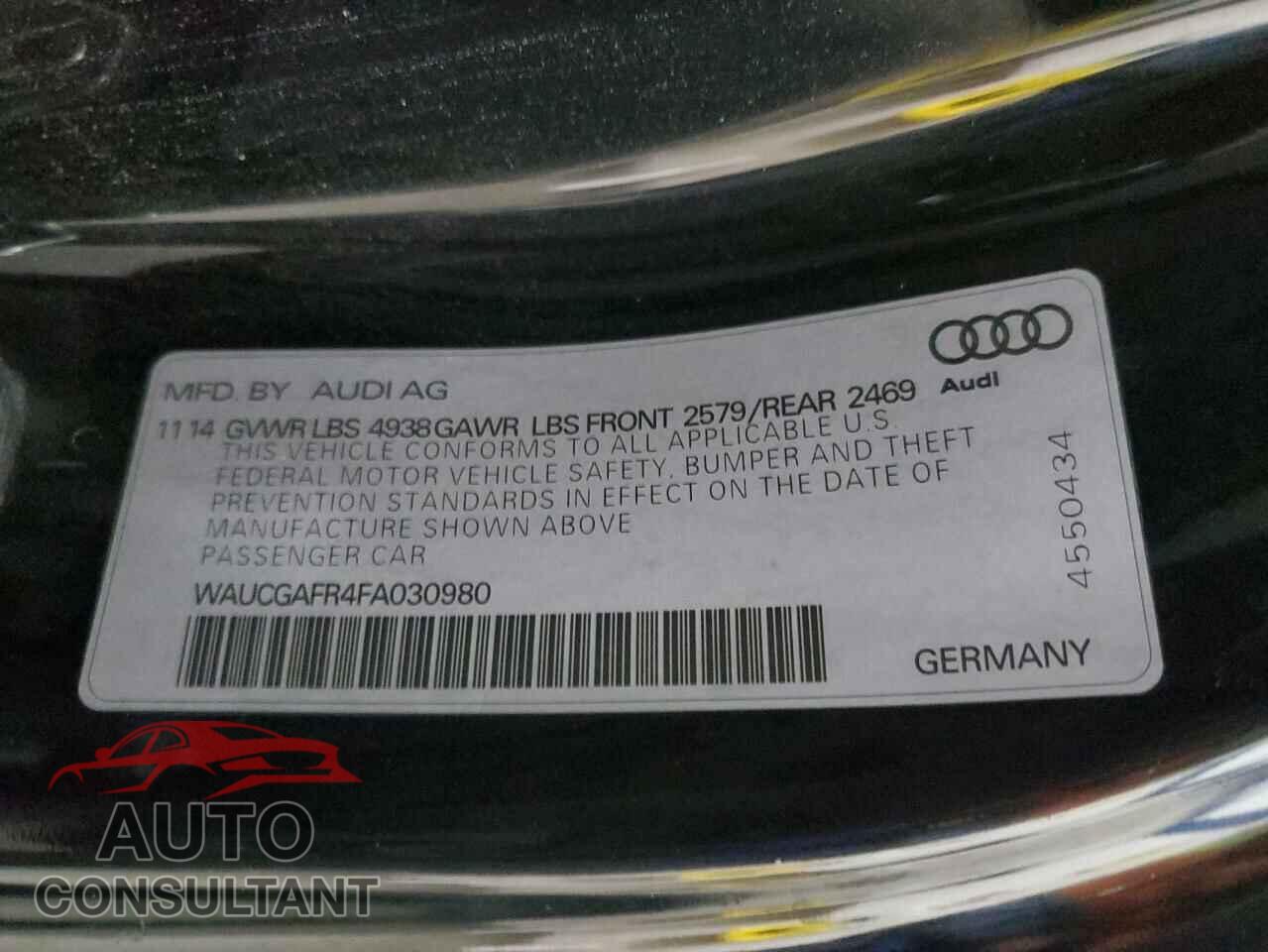 AUDI S5/RS5 2015 - WAUCGAFR4FA030980