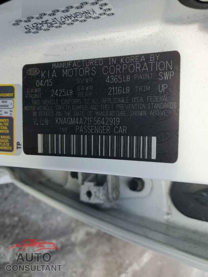 KIA OPTIMA 2015 - KNAGM4A71F5642919