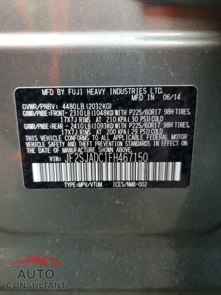SUBARU FORESTER 2015 - JF2SJADC1FH467150
