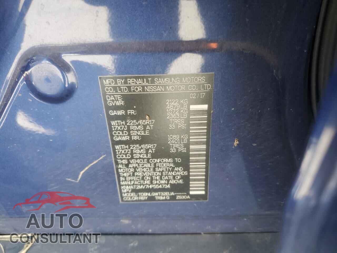NISSAN ROGUE 2017 - KNMAT2MV7HP554734