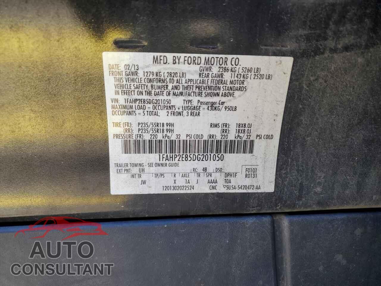 FORD TAURUS 2013 - 1FAHP2E85DG201050