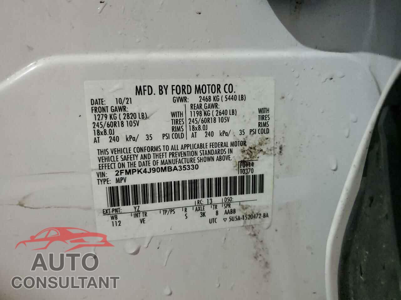FORD EDGE 2021 - 2FMPK4J90MBA35330