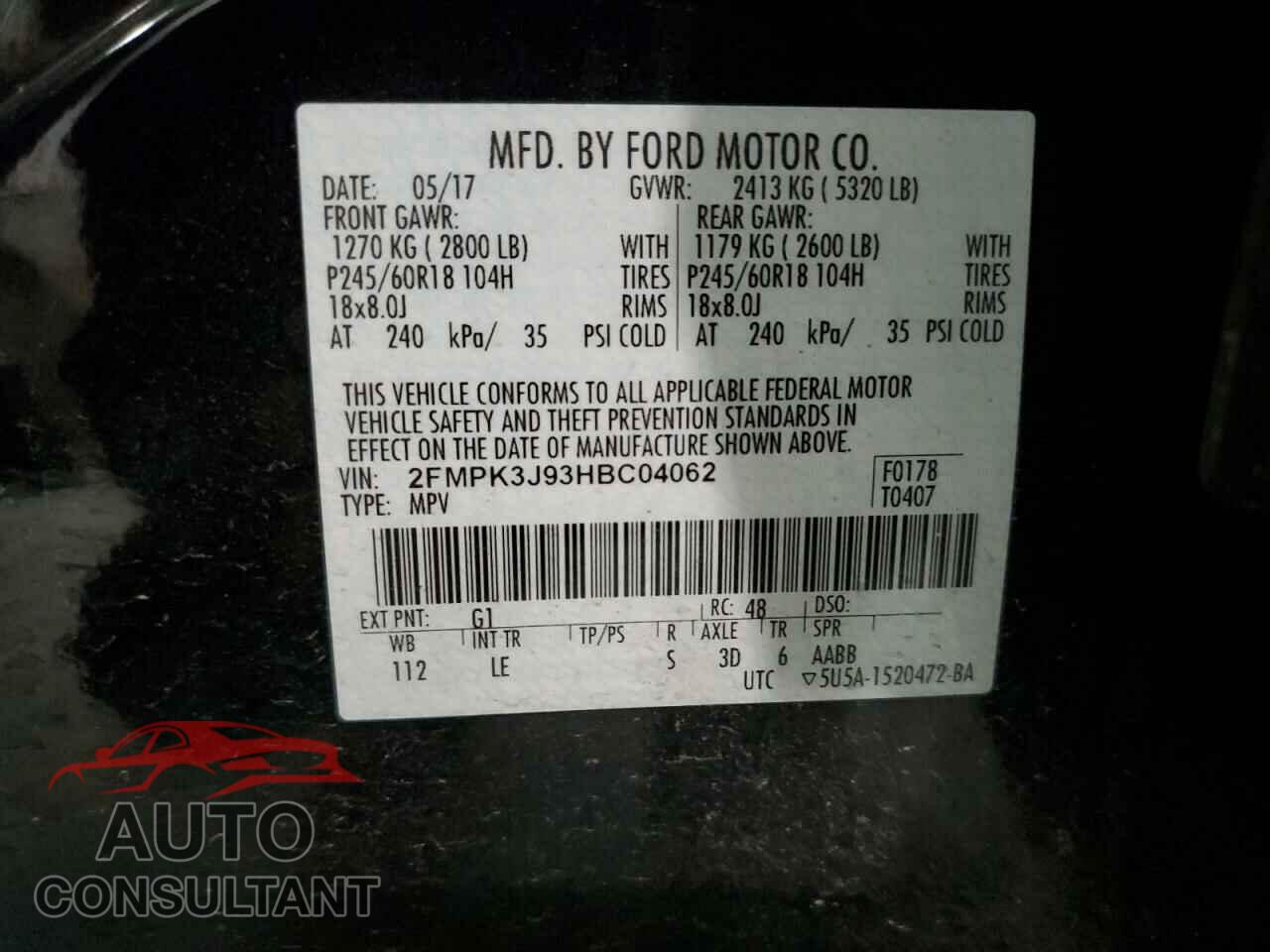 FORD EDGE 2017 - 2FMPK3J93HBC04062