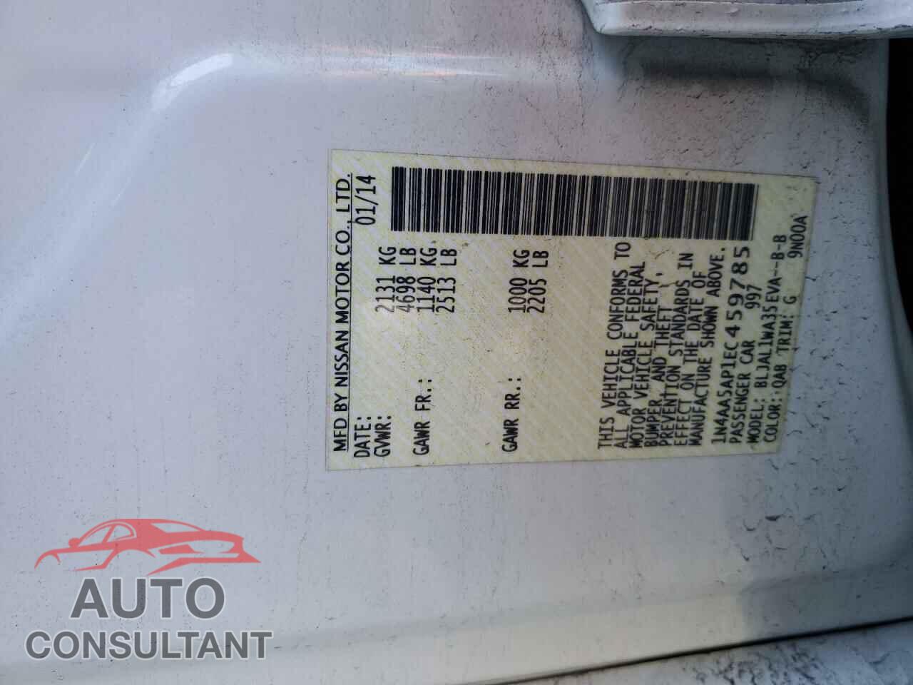 NISSAN MAXIMA 2014 - 1N4AA5AP1EC459785