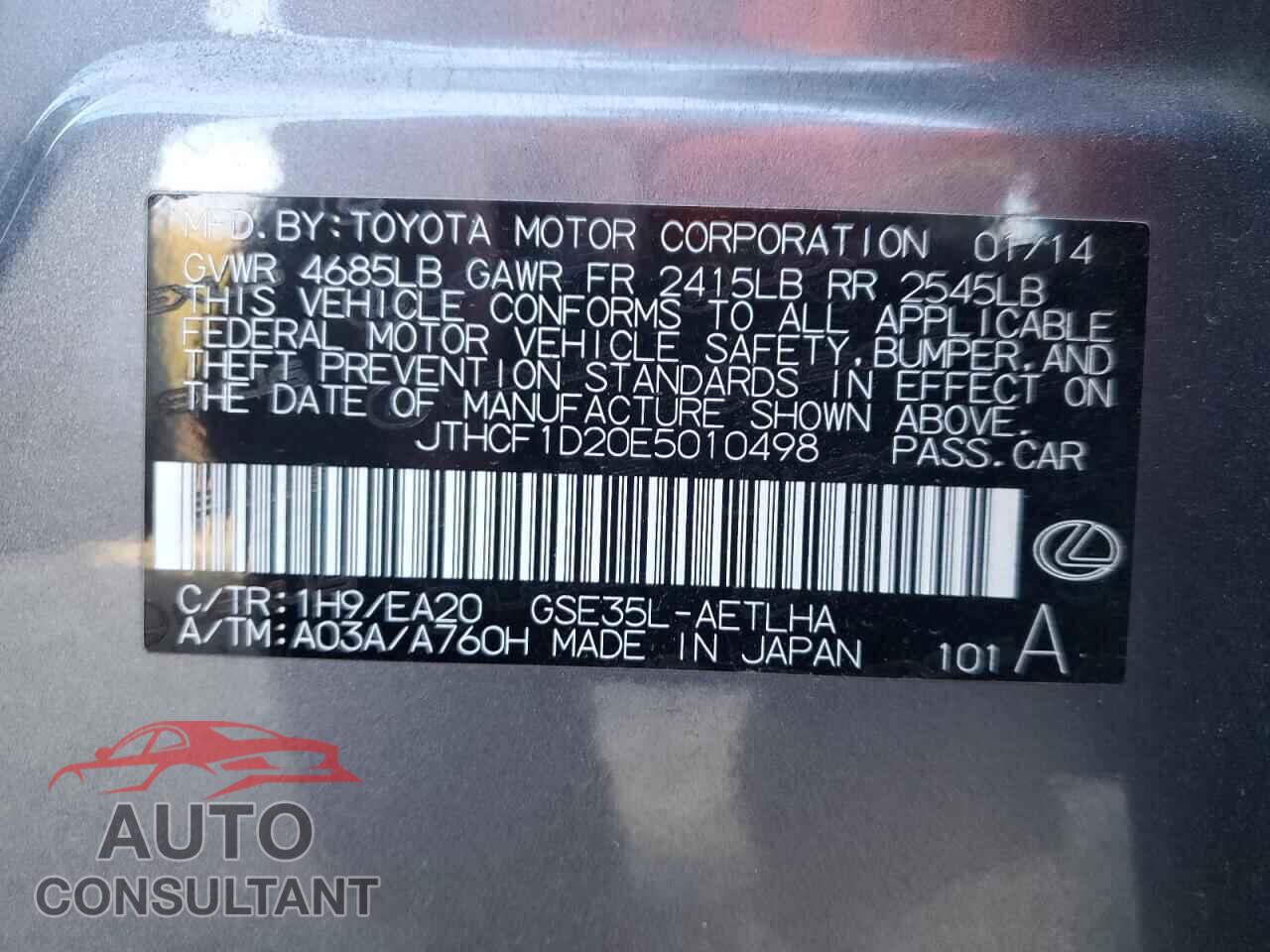 LEXUS IS 2014 - JTHCF1D20E5010498